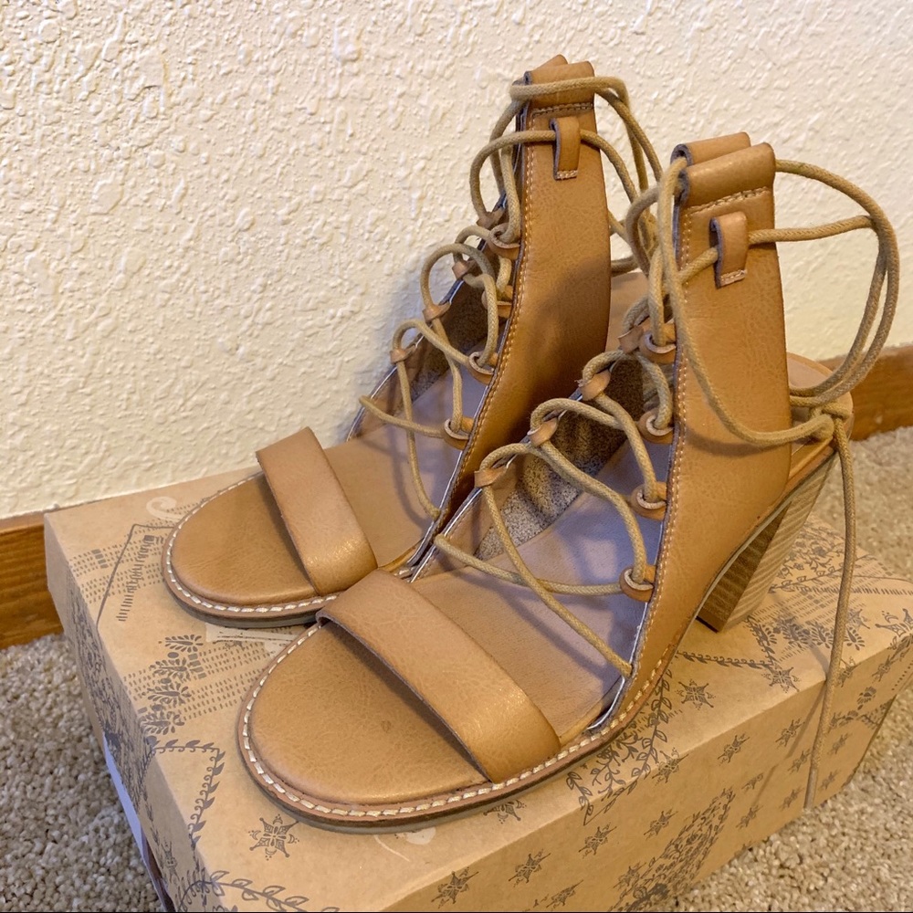 Free people Farylrobin Vegan Leather Lace Up Heels